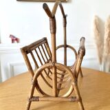 Vintage bamboo rattan magazine rack