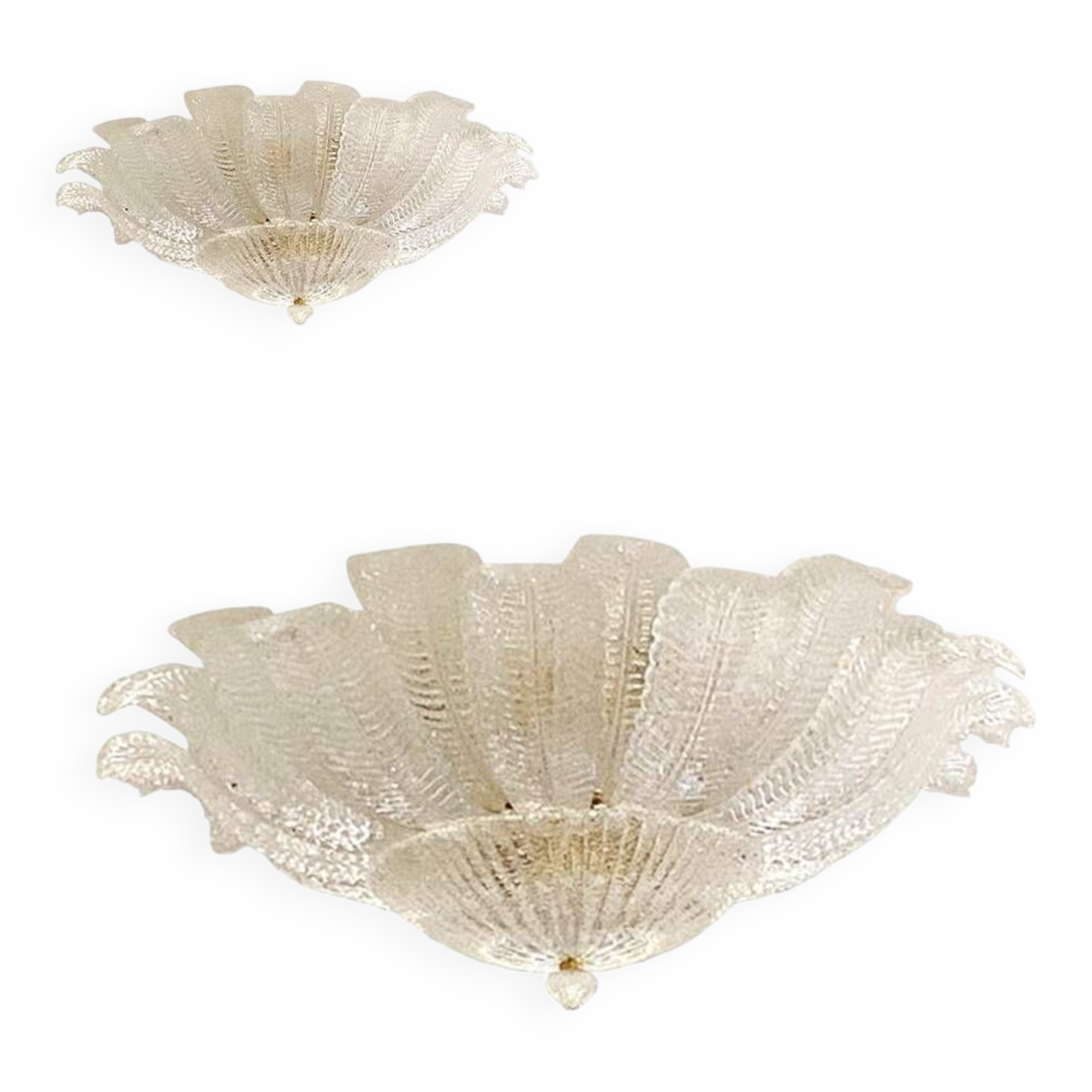 Italian impressive murano glass sputnik chandelier flush mount, lot of 2 or a pair of chandeliers