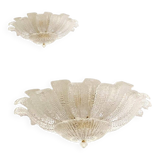 Italian impressive murano glass sputnik chandelier flush mount, lot of 2 or a pair of chandeliers
