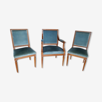 Fauteuil et 2 chaises style Louis XVI