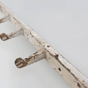 Industrial White Wall Mounted Coat Rack in Wood, Belgium, 1920s