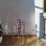 Chrome metal serving trolley