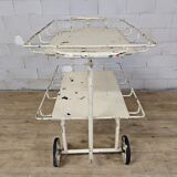 Vintage large metal hospital trolley linen nurse cart