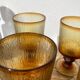 6 vintage amber stemmed glasses