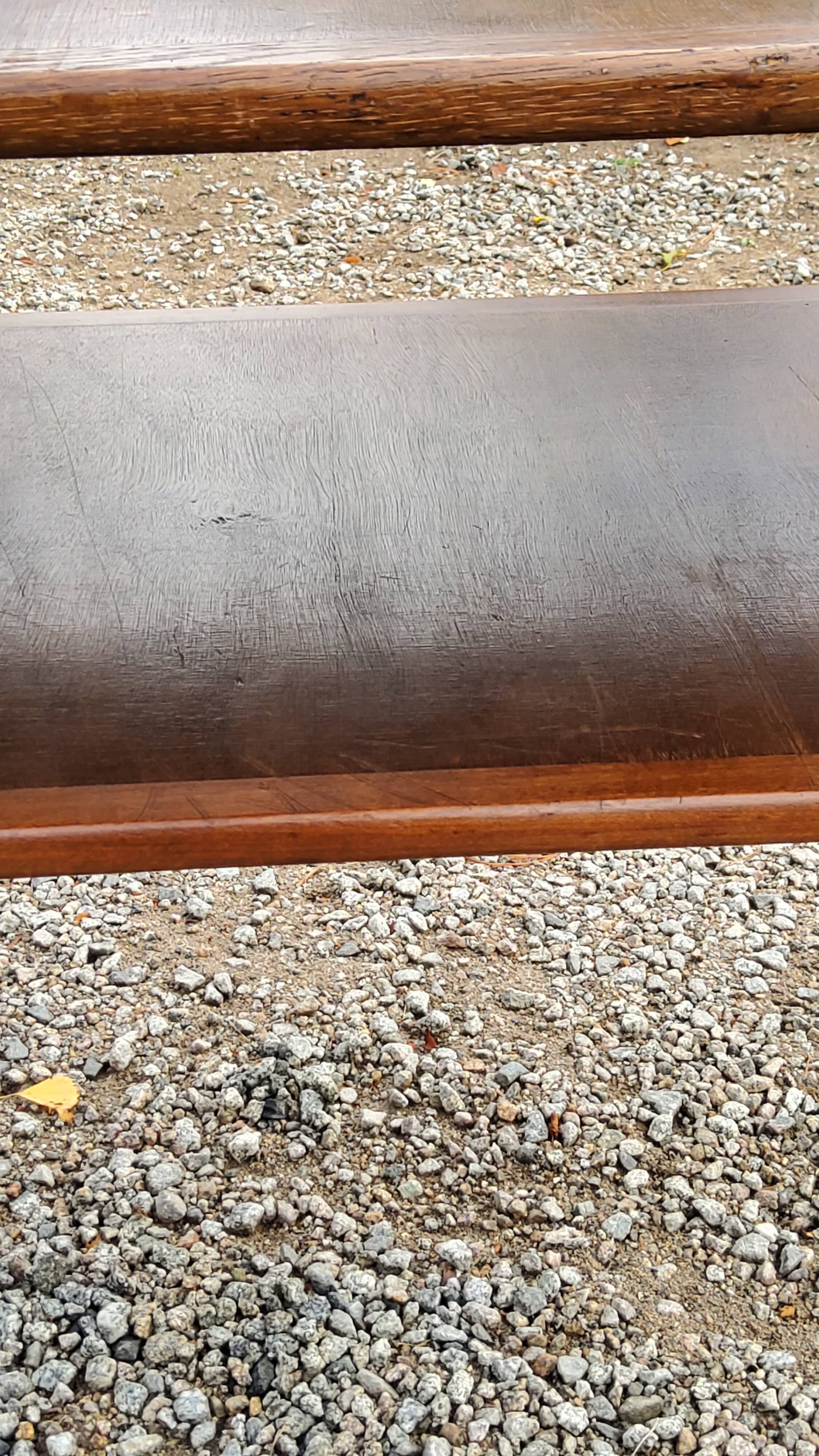 Vintage side table from the 50s in beech oak and poplar compass feet