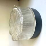 Vintage Scandinavian Midcentury wall or ceiling light in metal & glass