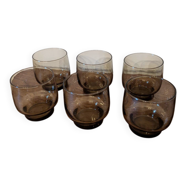 6 verres à eau en verre fumé