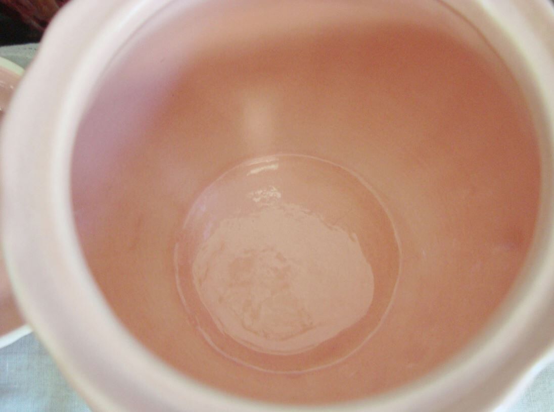 Vintage pink ceramic sugar bowl made by Salins France