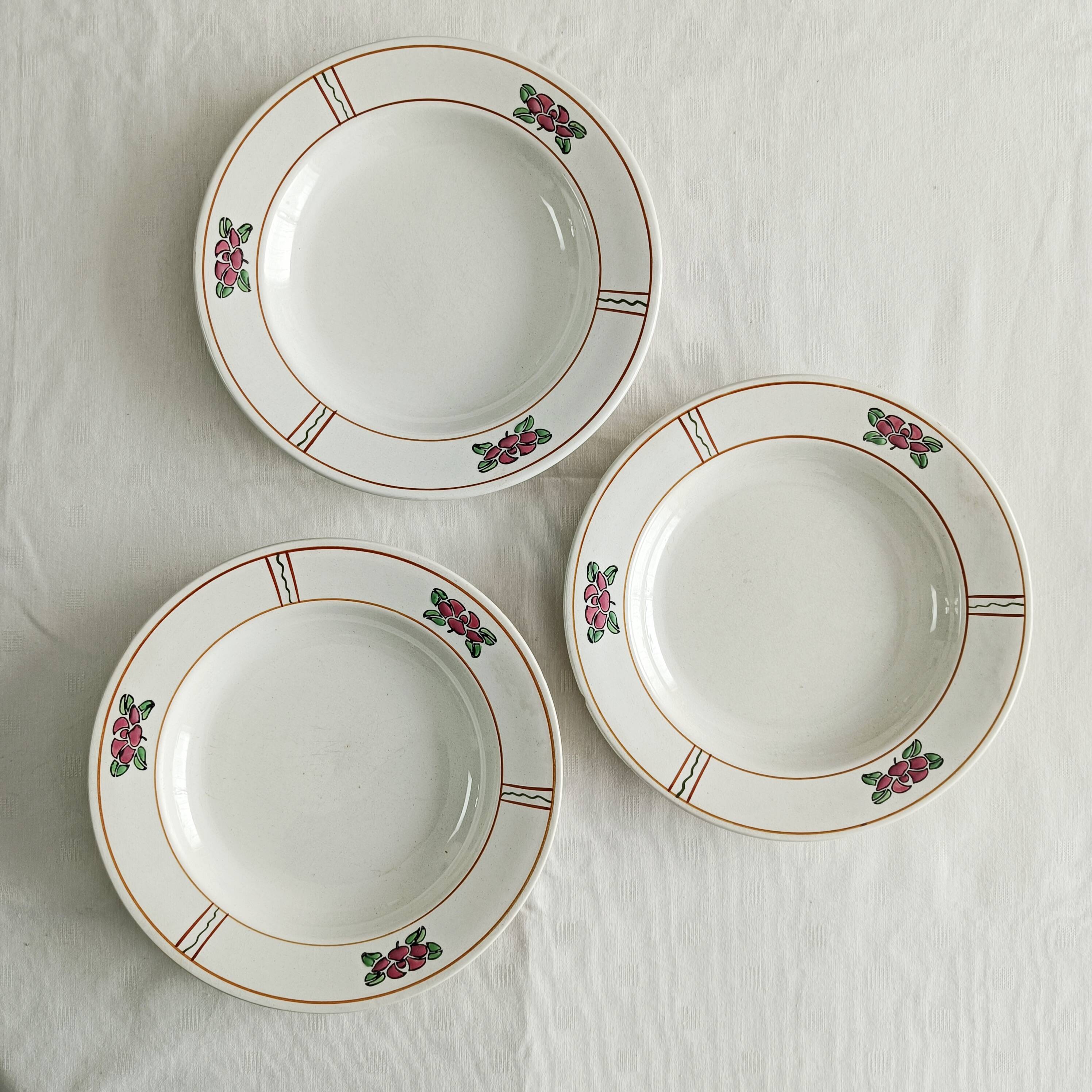 Set of 3 Salins soup plates, water lily