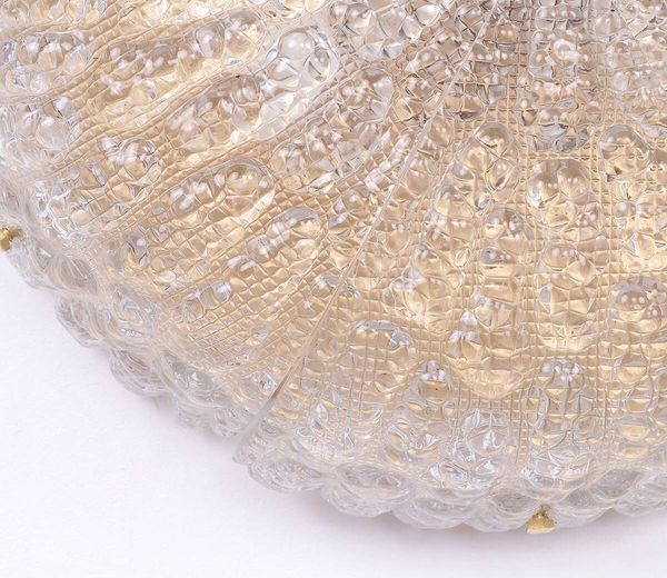 Plafonnier en cristal et laiton Carl Fagerlund, Lyfa, années 1960