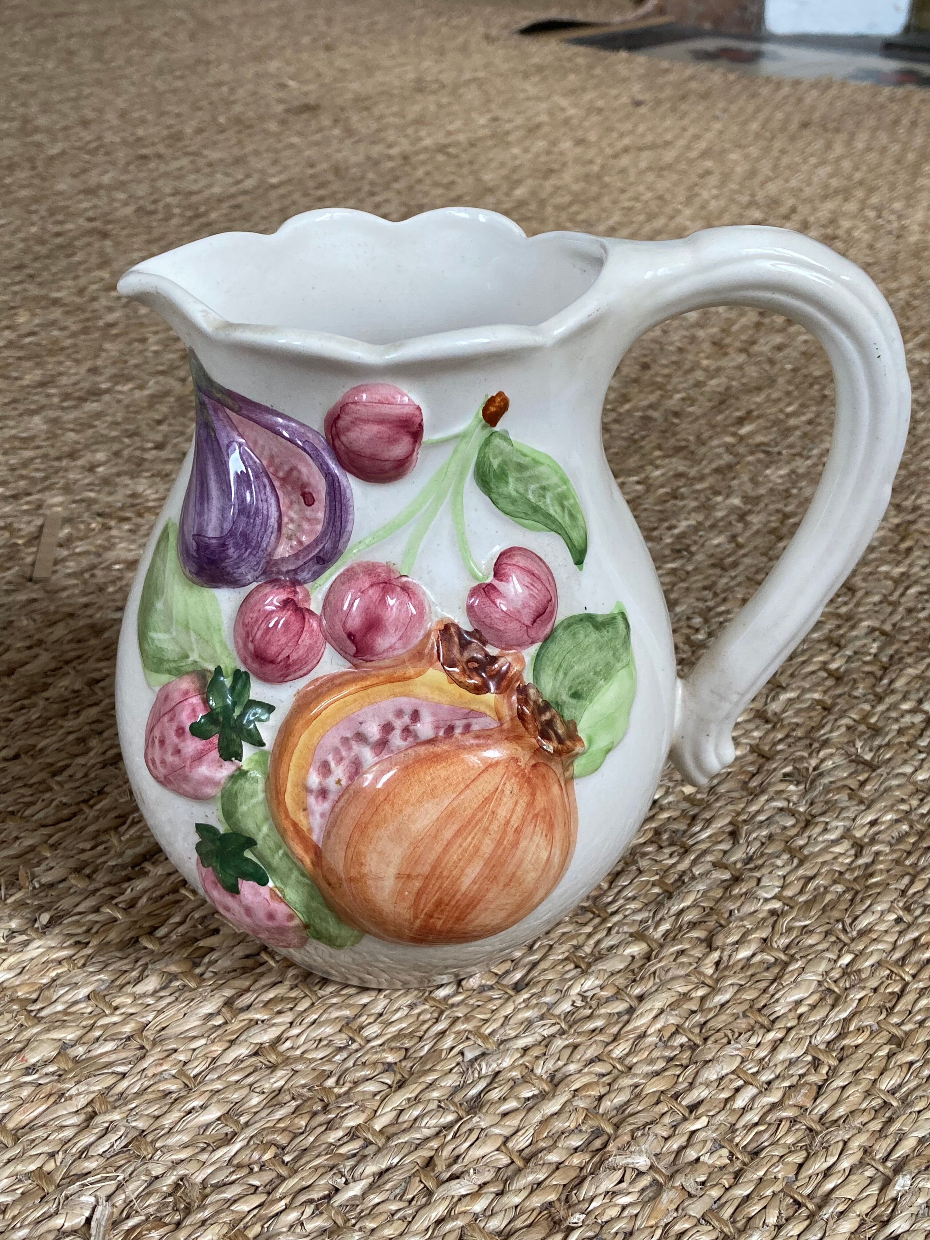 Gerber fruit slip pitcher, vintage ceramics
