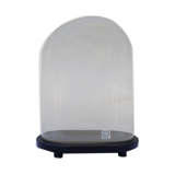 Old oval glass globe 35.5 cm high black foot