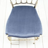 Italian Chiavari brass & blue velvet chair, 1950s