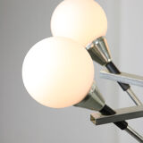 Italian Space-age Aluminum and Opaline Glass Chandelier