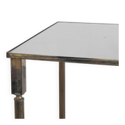 Table basse en laiton patiné et verre Maison Charles années 1960