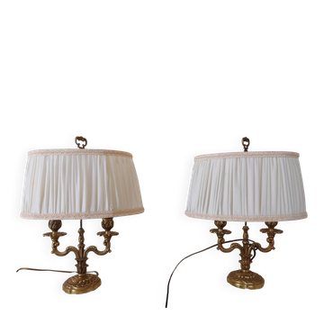 pair of hot water bottle lamps in gilded bronze in the Louis XV style