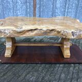 Handcrafted Brutalist coffee table in solid elm
