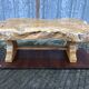 Table basse brutaliste en orme massif de fabrication artisanale