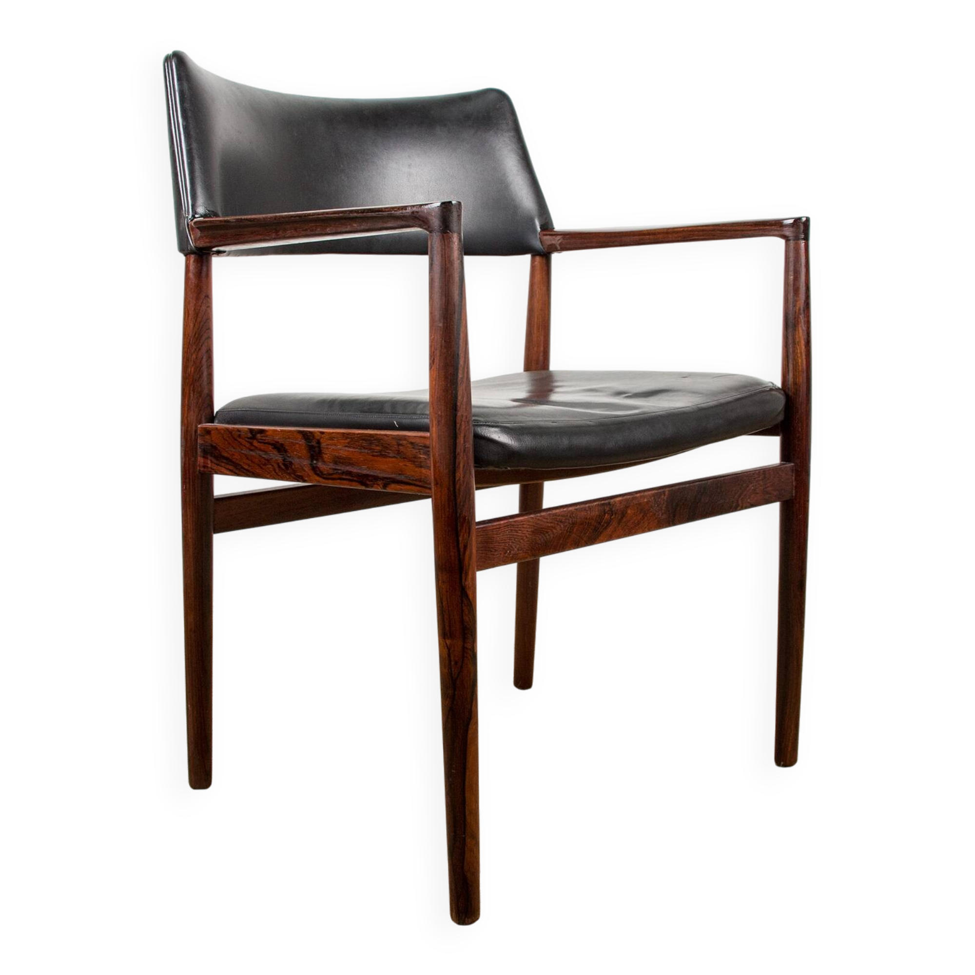 Danish Rosewood and Leather Office Chair by Erik Worts 1960.