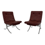 Set of Vintage Lounge Chairs in Chrome and Vinyl, 1970s