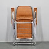 1970s Italian folding lounge chair with leatherette upholstery
