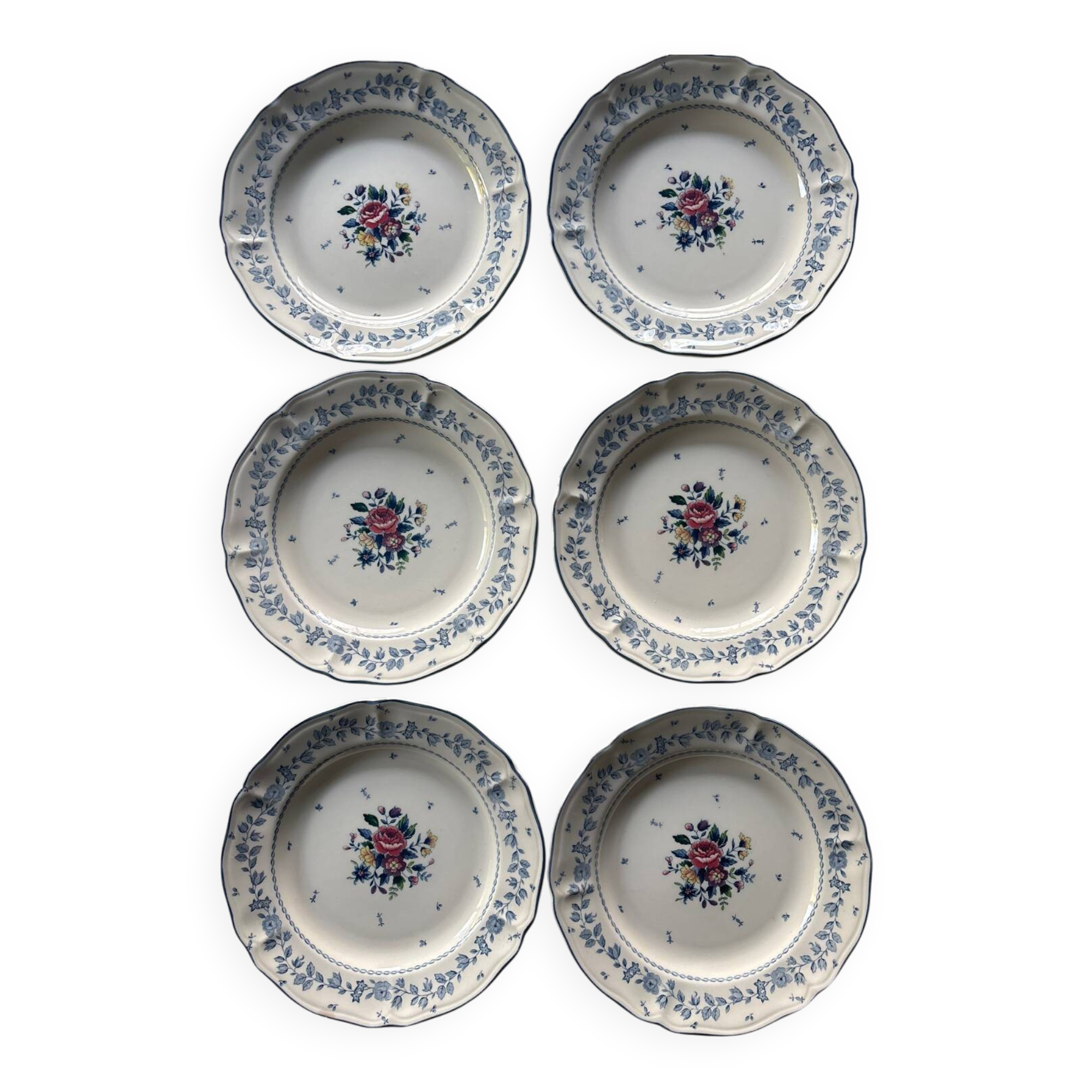 Assiettes à dessert en faïence anglaise