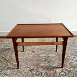 Scandinavian coffee table 60's teak and wicker