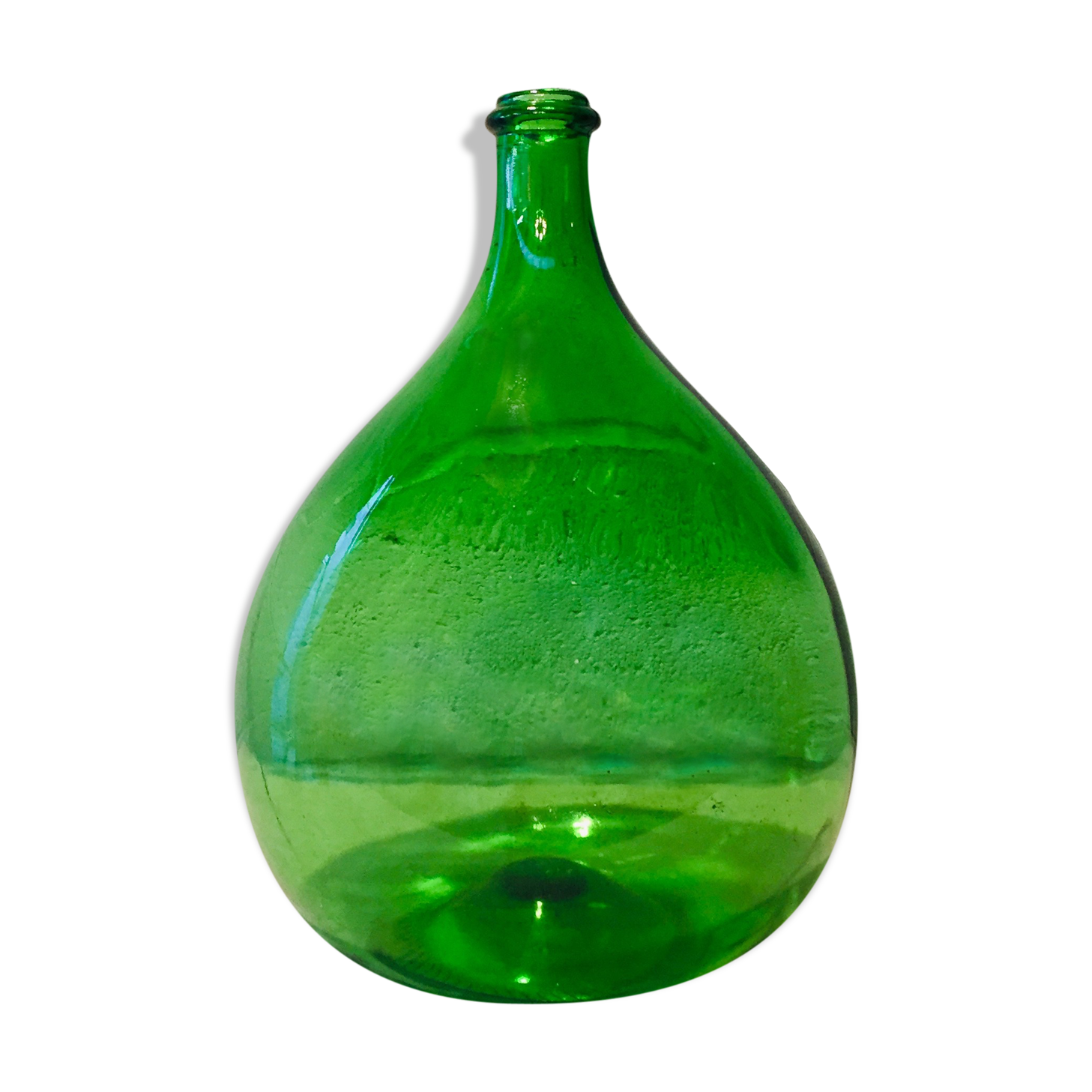 Demijohn 10 liters, vintage moulded glass, 60s