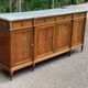 Louis XVI sideboard in solid mahogany with a white marble top, 222cm, 1950.