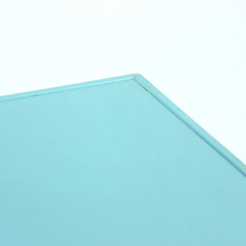 Table de ferme en bois blanc et turquoise tchécoslovaque, années 1950