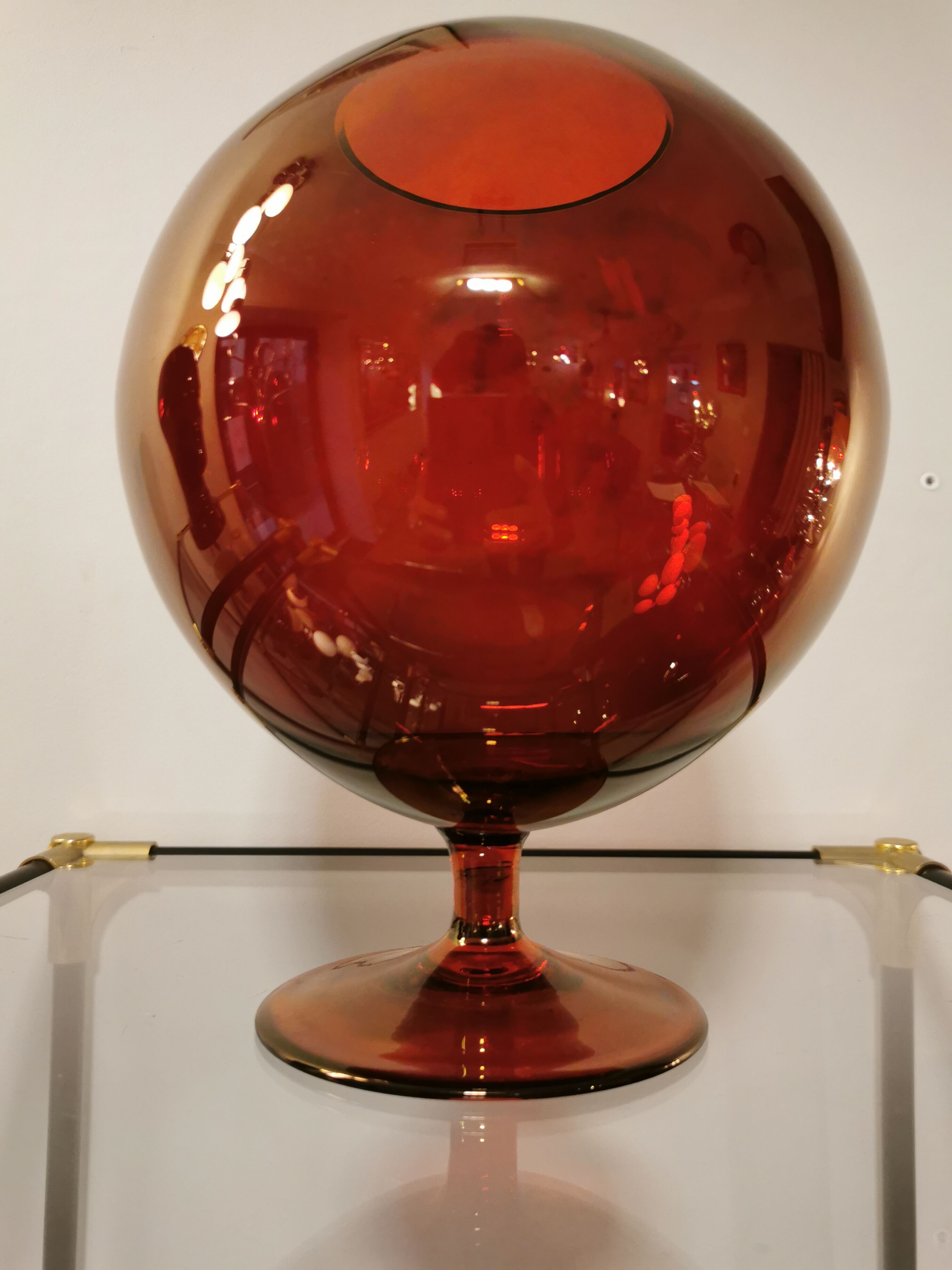 Vintage glass ball vase blown from Italy