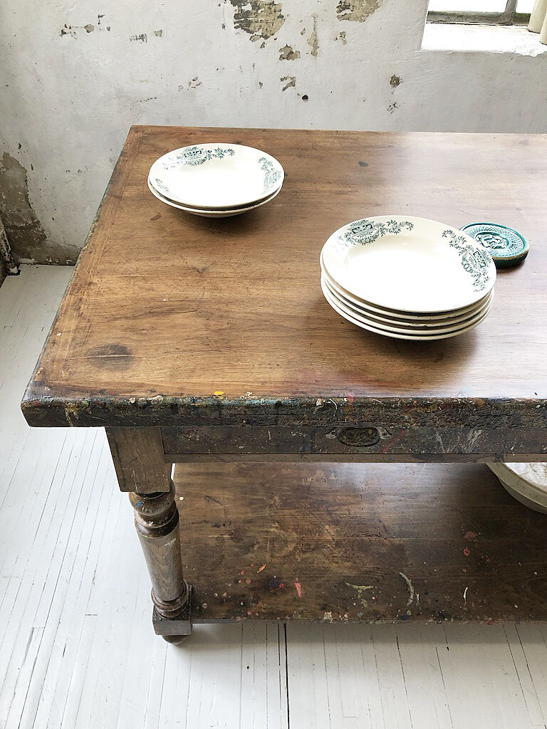 Artist studio oak draper table