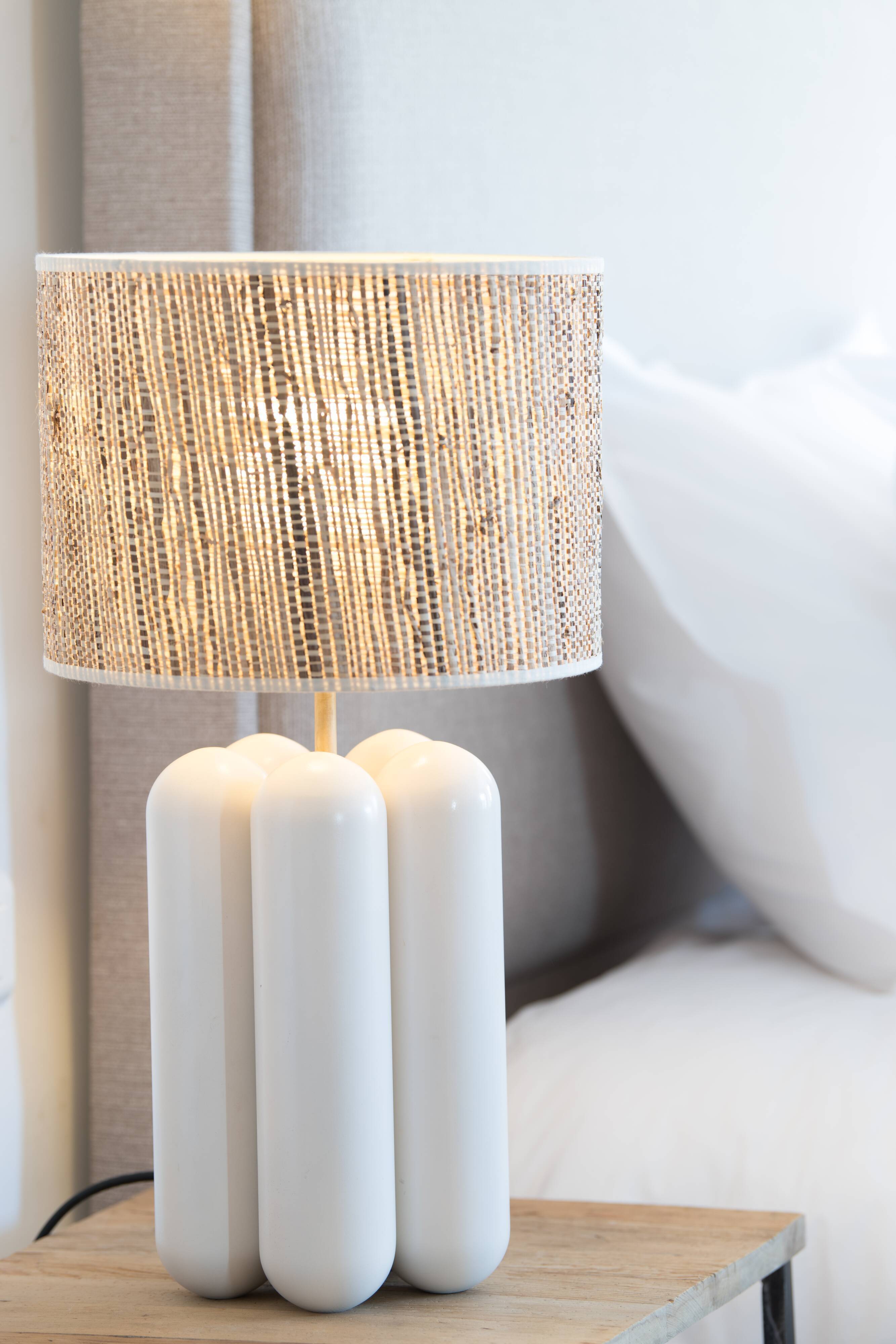 White Charlotte raffia lamp - Cosin Paris