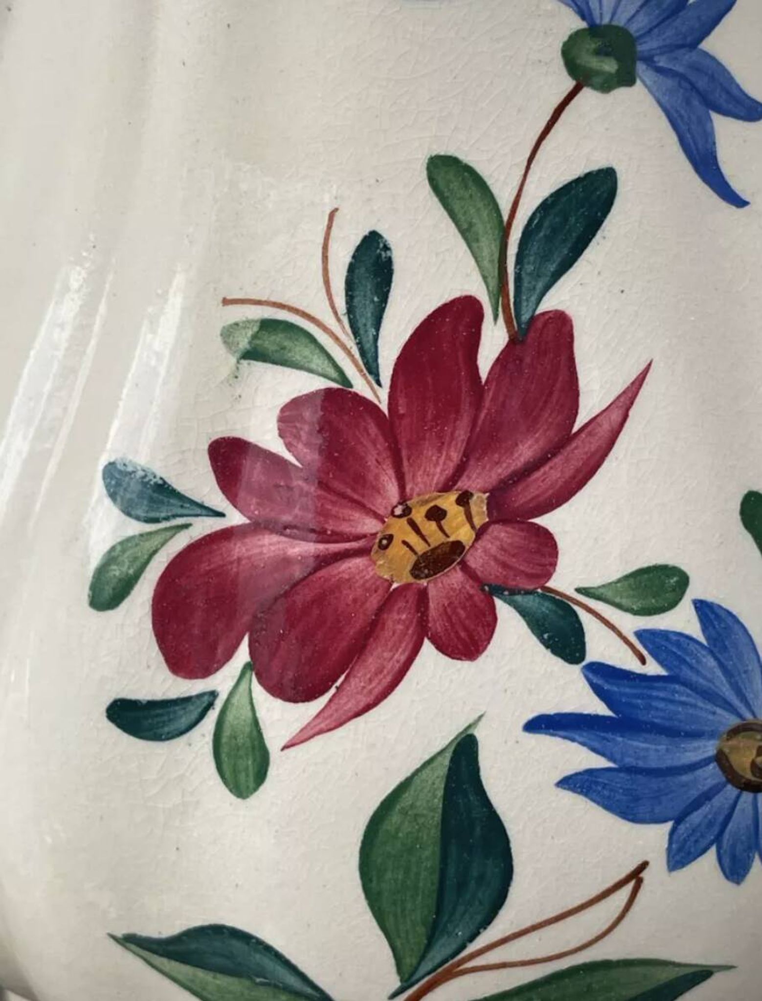 Large ceramic teapot with floral decoration, Digoin Sarreguemines