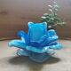 Bougeoir fleur verre soufflé bleu Murano