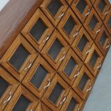 Vintage Dutch Beech Haberdashery Shop Cabinet / Vitrine, 1950s