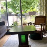 Table basse - bois et vitrail - Style Art Déco