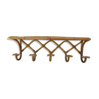 Rattan wall patère coat rack