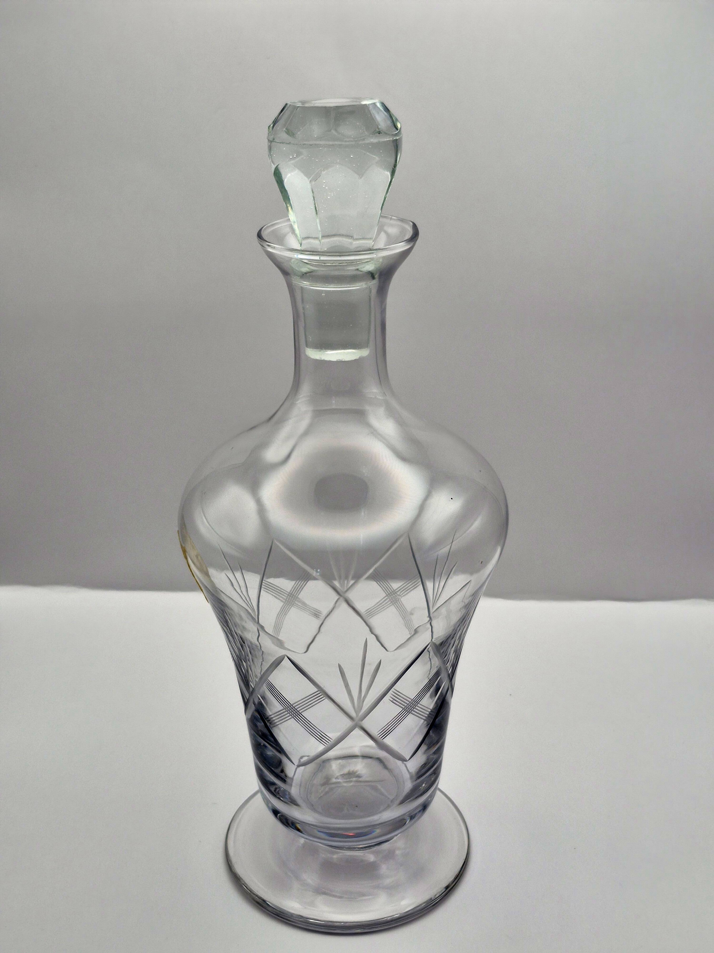 Crystal wine carafe from Fains – Original label, Original stopper
