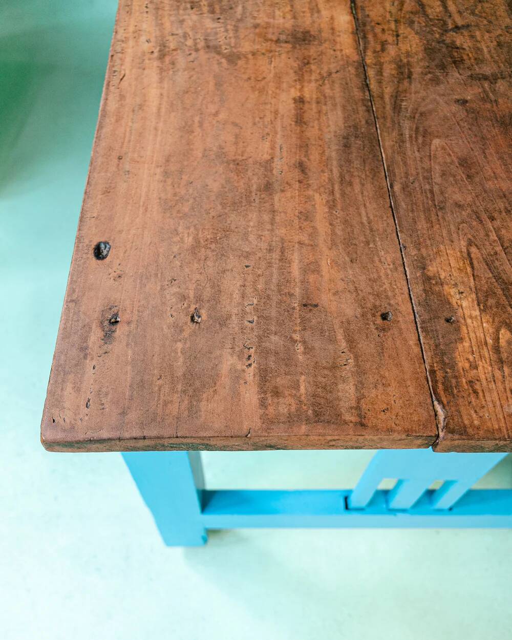 Very long vintage French wooden cloister table
