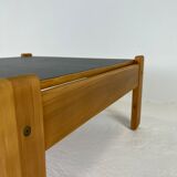 Modernist two-sided beech coffee table, 70s