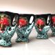 Old coquetiers signed Vallauris Turquoise and Red