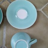 4 grande tasses anciennes Fenal Badonviller vert d'eau