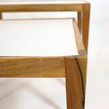 Three walnut side tables from the 60s