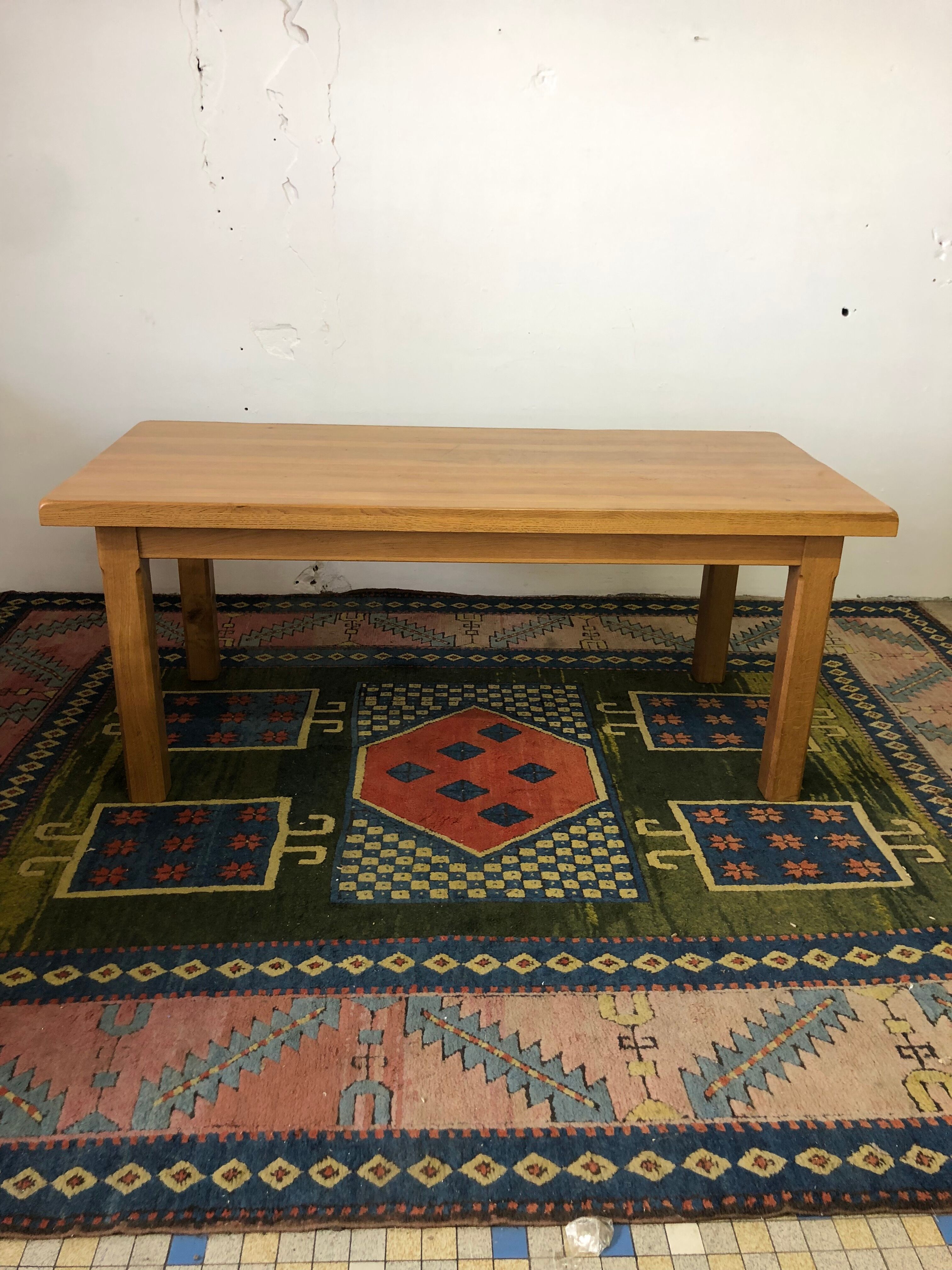 Solid oak table with extension cords