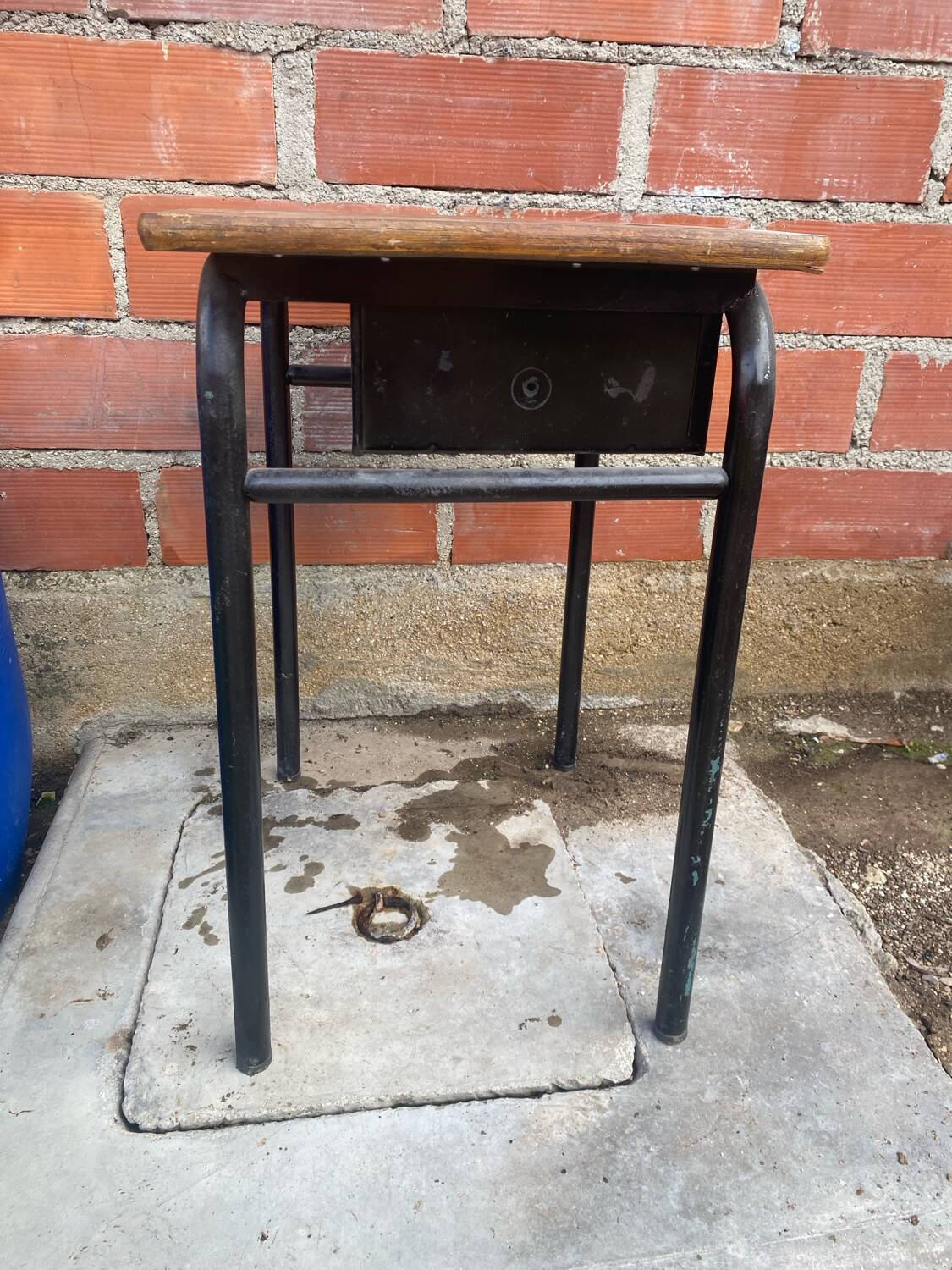 Old children's desk, metal and wood