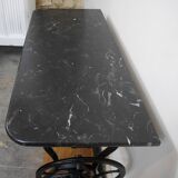 industrial cast iron and marble console table