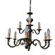 Lampadario vintage a nove luci in ottone, anni '50