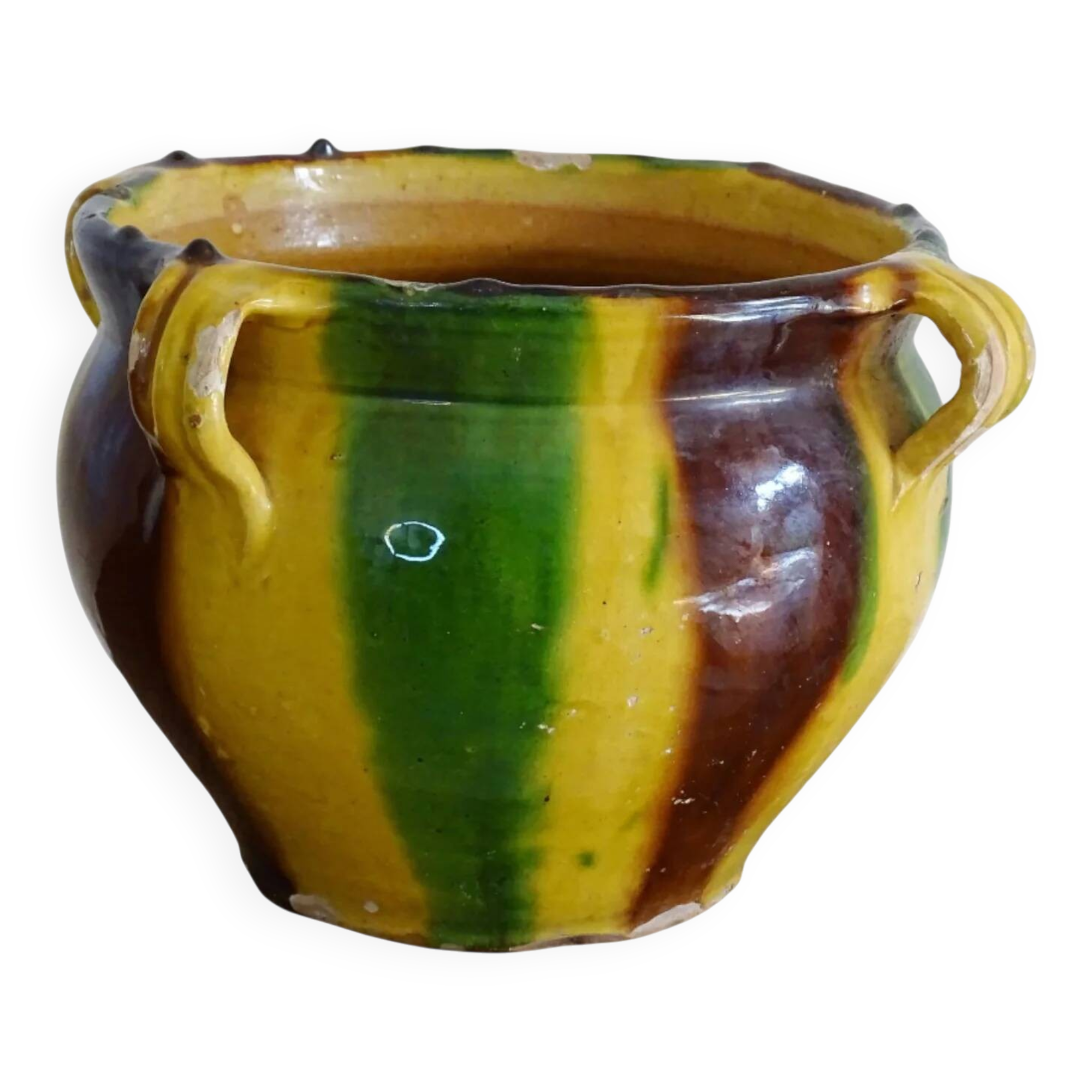 Jardinière ancienne en céramique française de Castelnaudary