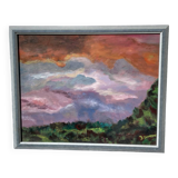 Tableau ancien peinture abstraite paysage